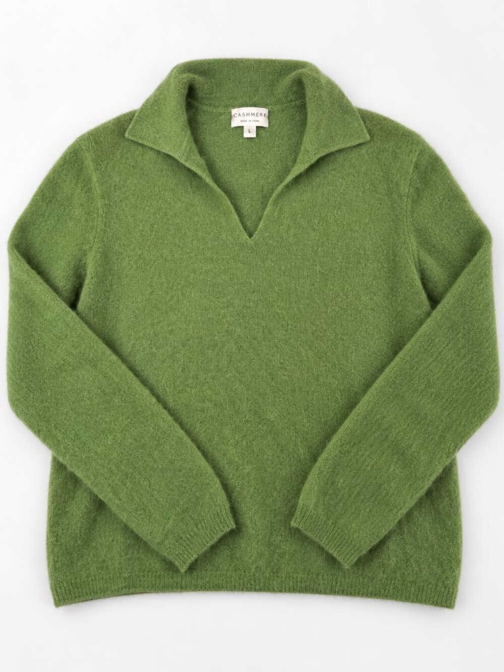 Charter Club 100% Cashmere Green Polo Collar Sweater Medium